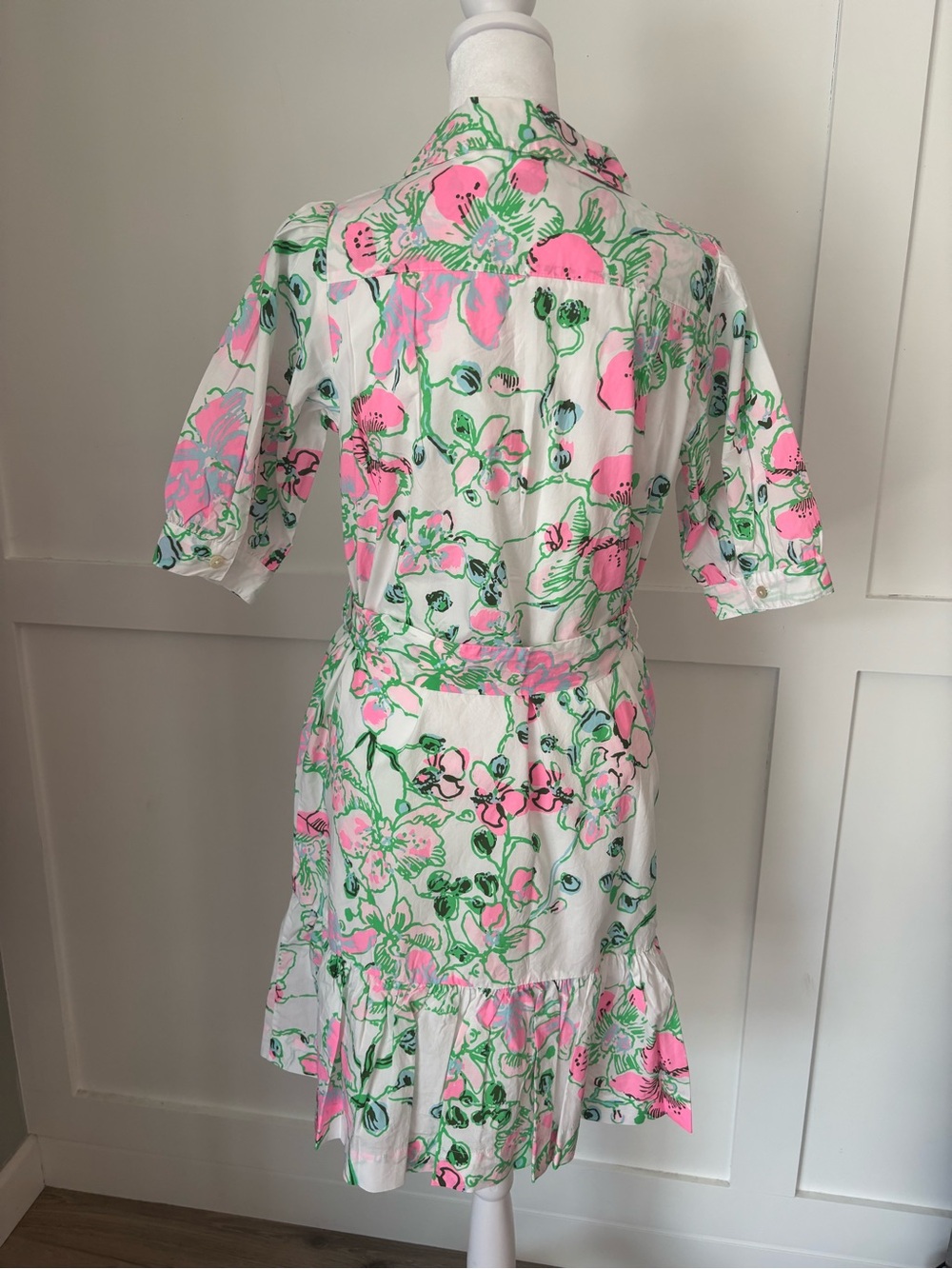 Lilly Pulitzer Pink & Green Sashria Floral Button-Front Midi Dress size 4 NWT - Picture 8 of 13